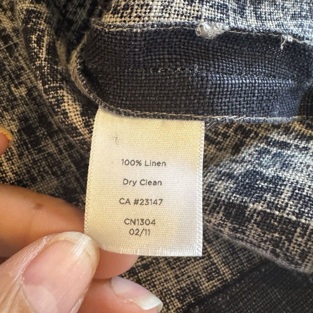 Talbots Petites Classic Mandarin Collar Dark Blue Linen Blazer Jacket 2P - Picture 5 of 8
